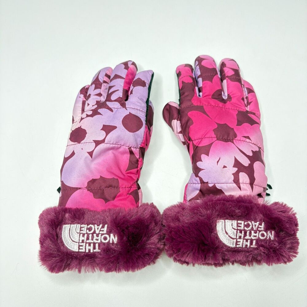 THE NORTH FACE HyVent Pink/Black Winter Gloves Skiing/Snowboard Girls Size Small